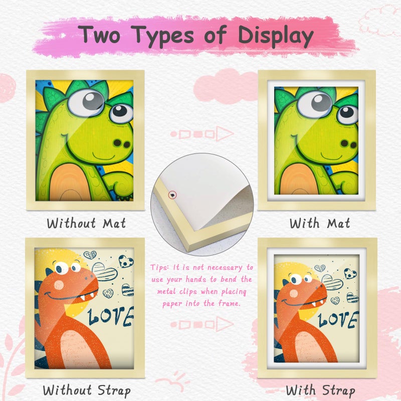Artfeel 1-Pack 9x12 Kids Art Frames,Front Opening Kids Artwork Frames Changeable Child Artwork Picture Display,Children Storage Frame for Wall,Holds 50pcs Drawings,Craft,Art Project,Schoolwork. - Image 2
